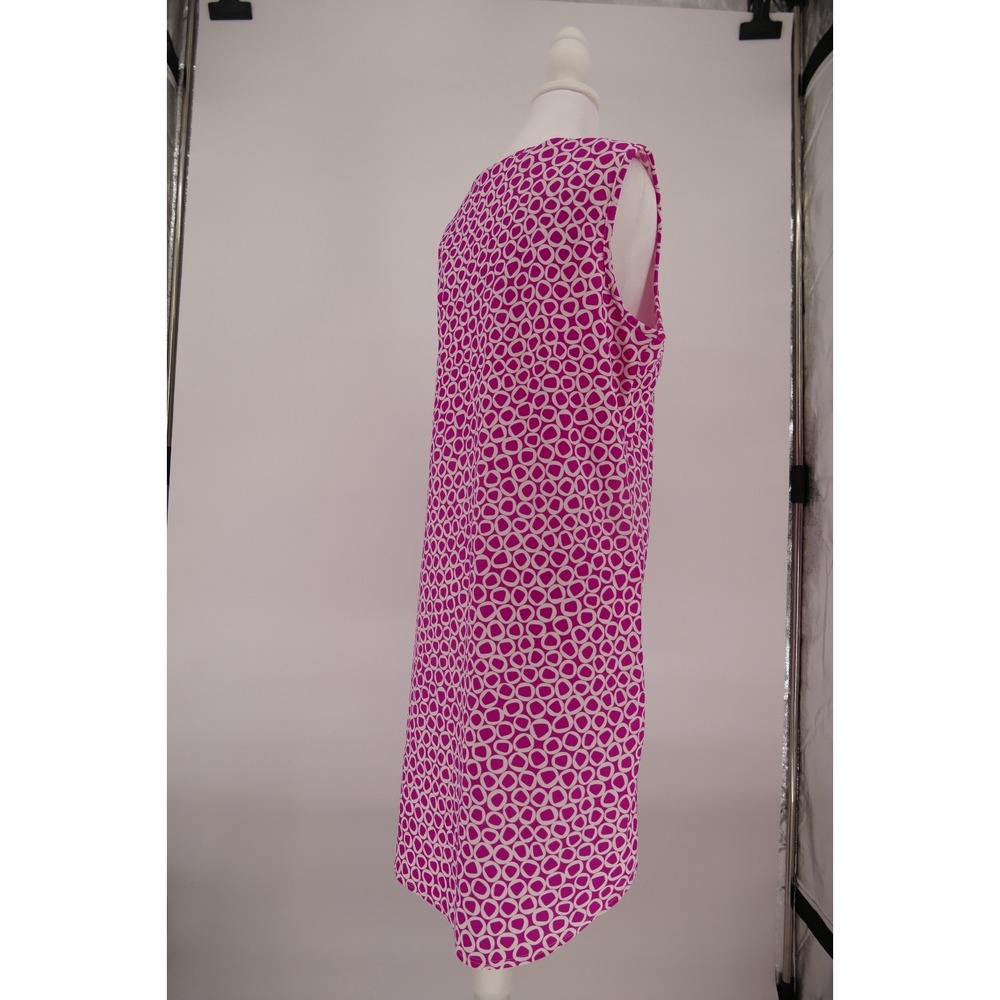 Jude Connally Lisa Geometric‎ Shift Dress Sz Medium Pink White Sleeveless - Picture 4 of 16